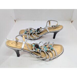 Arturo Chiang Womens Vintage Y2k Kitten Heel BEADED BOHO FESTIVAL BRAZIL SZ 8